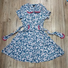 Kate Moss Topshop Blue Floral Collared Tea Dress Y2K Retro Ditsy Twee • 10
