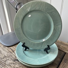 Habitat Green Leaf 4 Salad Side Plates 8.5” Textured Reactive Glaze Discontinued