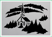 Church in the woods / valley paint spray reusuable stencil premium myl