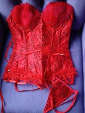 Red feather glitter boned