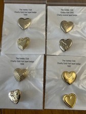 8 - Variety Club Gold Coloured Hearts Pin Badges