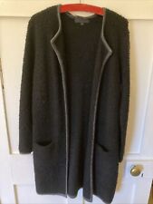 Maison Cinqcent Black Boucle Long Cardigan/Coat Sz m 12/38. Wool Mix