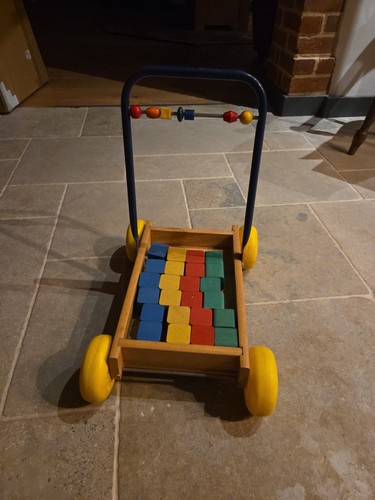 Baby wooden walker and bricks - baby,