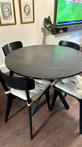 Round black dining - black, 4