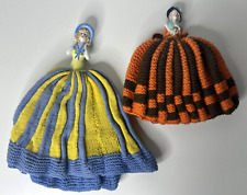 Vintage Hand Painted Ceramic Teapot Warmer Hand Made Wool Skirt Cover