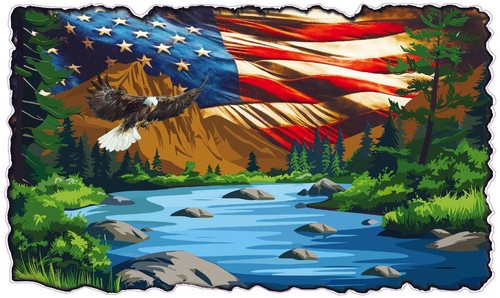 Camper decal mountain - decal, lake