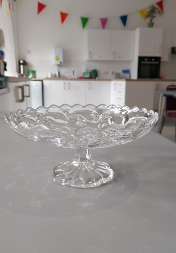 Vintage glass pedestal - glass, cake