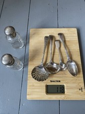 Job Lot Of Silver Plate Cutlery And White Metal Topped Glass Pots