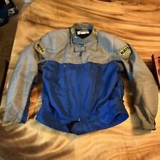 Custom BATES Blue Gray Armored Padded Motorcycle Jacket Made In USA S Or M