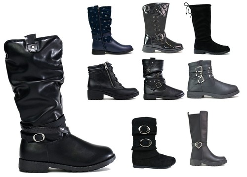 Girls black boots infants - black,