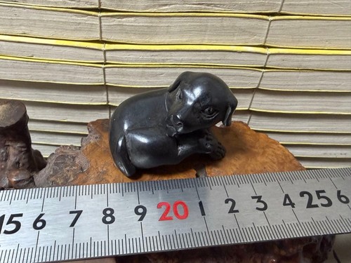 Dog netsuke wood carving - wood, 1.1