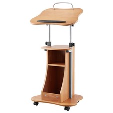 Podium Stand 43 in Wooden Lectern with Wheels Storage Height Adjustable