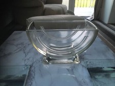 Vintage Half Moon ArtDeco Glass Vase