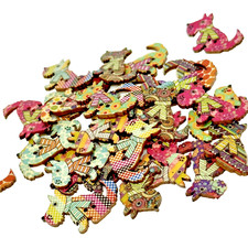 Wooden Dog Buttons x20 Vintage