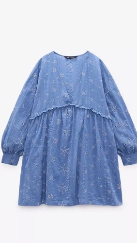 Blue zara broderie smock dress - blue,