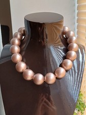 Chunky Statement Beautiful Blush Pink Textured Effect Beaded Ribbon Necklace