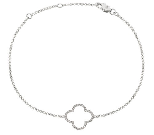 18ct white gold clover - white,