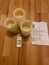 Flameless LED 12 Colour Changing Candles x 3 with Remote *BRAND NEW*
