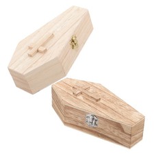 Unfinished wood coffin box - coffin,