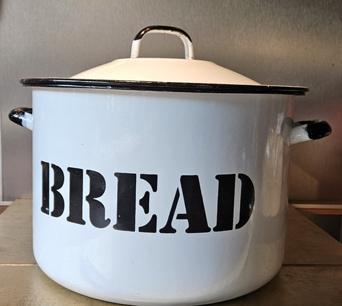 Vintage enamel bread bin - vintage,