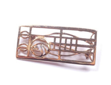Vintage 1989 Brooch Glasgow Rose Rennie Mackintosh Design 9ct Yellow Gold