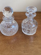 2 x Large Antique Cut Glass Perfume Bottles