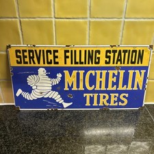 Michelin Tires Service Filling Station Enamel Advertising Automobilia Sign rare