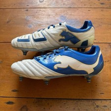 Puma Powercat 1.12 Blue And White Soft Ground Football Boots UK 9