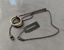 Emporio Armani Necklace EGS2760001 Steel Black & Gold Ring Pendants (Size T 1/5)