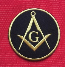 MASONIC LODGE SYMBOL ILLUMINATI FREEMASON SQUARE & COMPASS LOGO  IRON ON PATCH