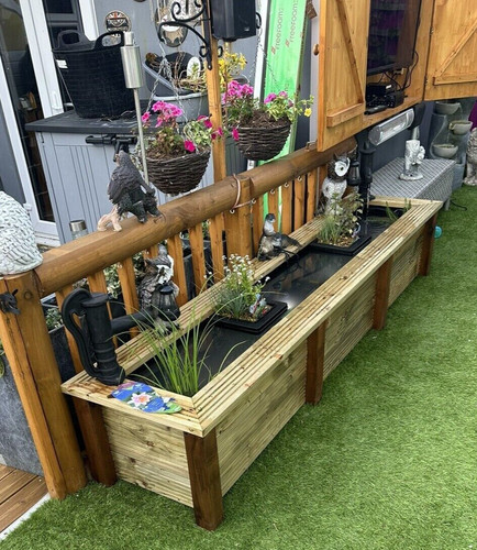 Long slim garden pond - garden,