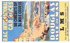 Picture Postcard>>RAIL POSTER, ISLE OF MAN, RAC CAR RACES (REPRO) [DALKEITH]