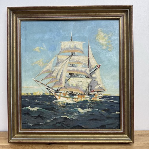 Vintage oil painting sailing - vintage,