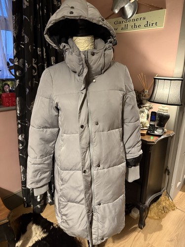 Superdry grey long puffa coat - grey,