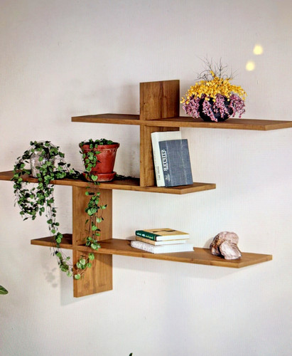 Floating oak shelf unit tier - oak,