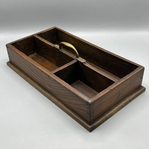 Large antique oak cutlery trug - large,