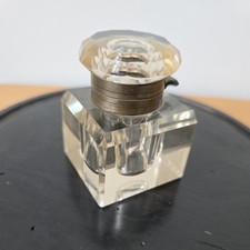 Antique Victorian cut glass, faceted inkwell.