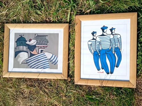 Vintage french nautical prints - nautical,