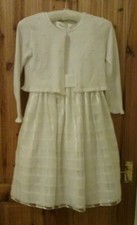 'Cinderella' White First Communion / Bridesmaid Dress and beaded cardigan. Age10
