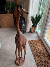 Handmade Wooden Giraffe Vintage Carved Wood, Made in Kenya