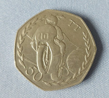 TT RACING 1982 Mick Grant Isle of Man IOM 50p Fifty Pence Coin - Motorbike