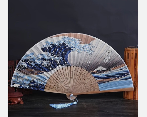 Wave art folding fan - art,