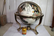 Large Semi Precious Gemstone World Globe on Stand Rotating Globe 20 INCHES TALL