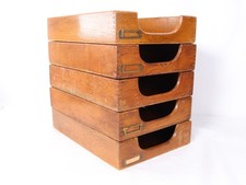 5 x Vintage Wood Desk Tray /