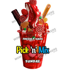 Pick N Mix Ice Cream Sundae Sticker Decals KBG Whippy Van (Choose Size)