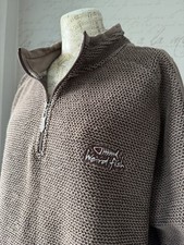Weird Fish Jumper Macaroni Knit 1/4 Zip Beige Mens L
