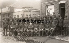 WW1 Royal Engineers Company Group Photo Sat In Street Real photo postcard