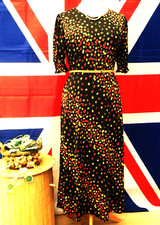 Vintage Retro 1940,s Wartime  style  ditsy print  tea / day dress   size 14