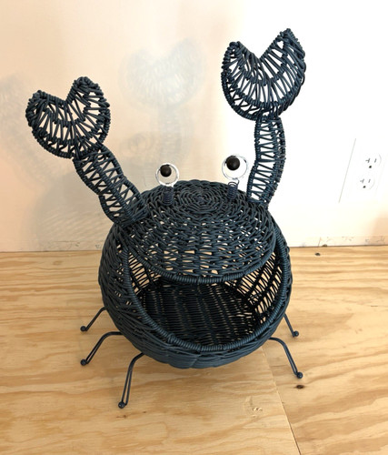 Blue wicker crab basket - crab,