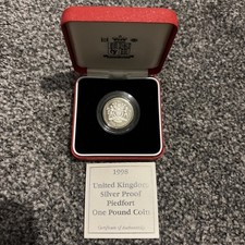 1998 Silver PIEDFORT Proof £1 Coin Boxed (Ref #22)